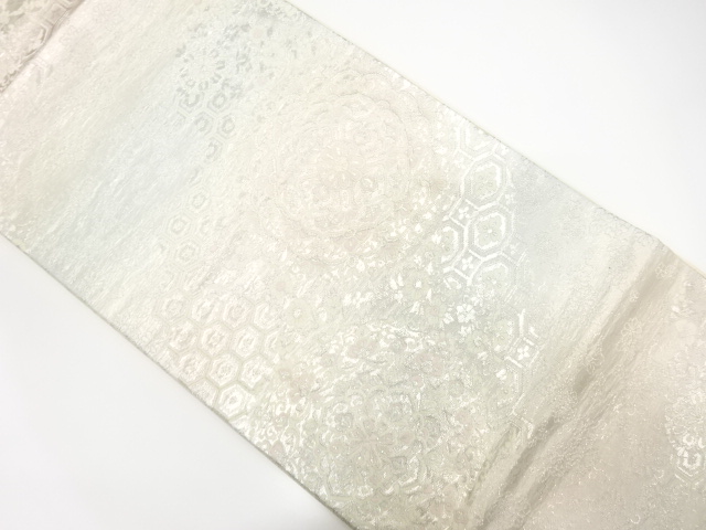 JAPANESE KIMONO / ANTIQUE FUKURO OBI / SILK / WOVEN FLOWER CREST